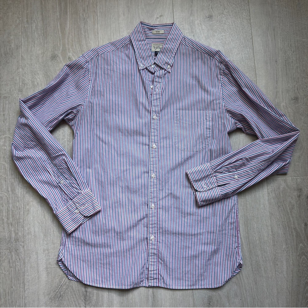 J. Crew Purple and White Casual Button Down Shirt